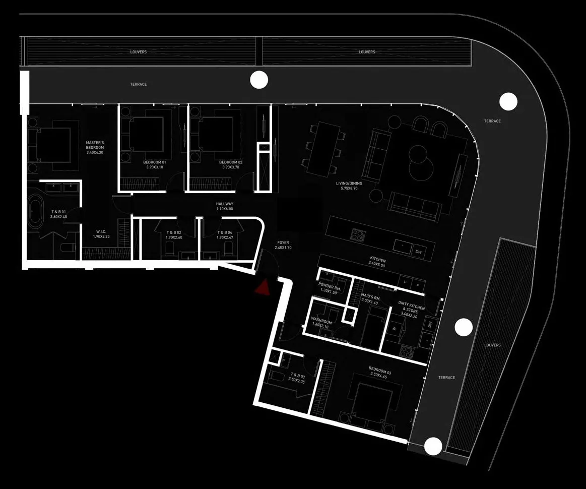 Brabus Island 4 bed floor plan, 3,014 sqft