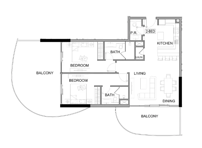 Damac Lagoons Views Phase 2 2 bed floor plan, 1,512 sqft