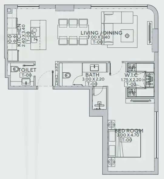 Trillium Heights 1 bed floor plan, 776 sqft
