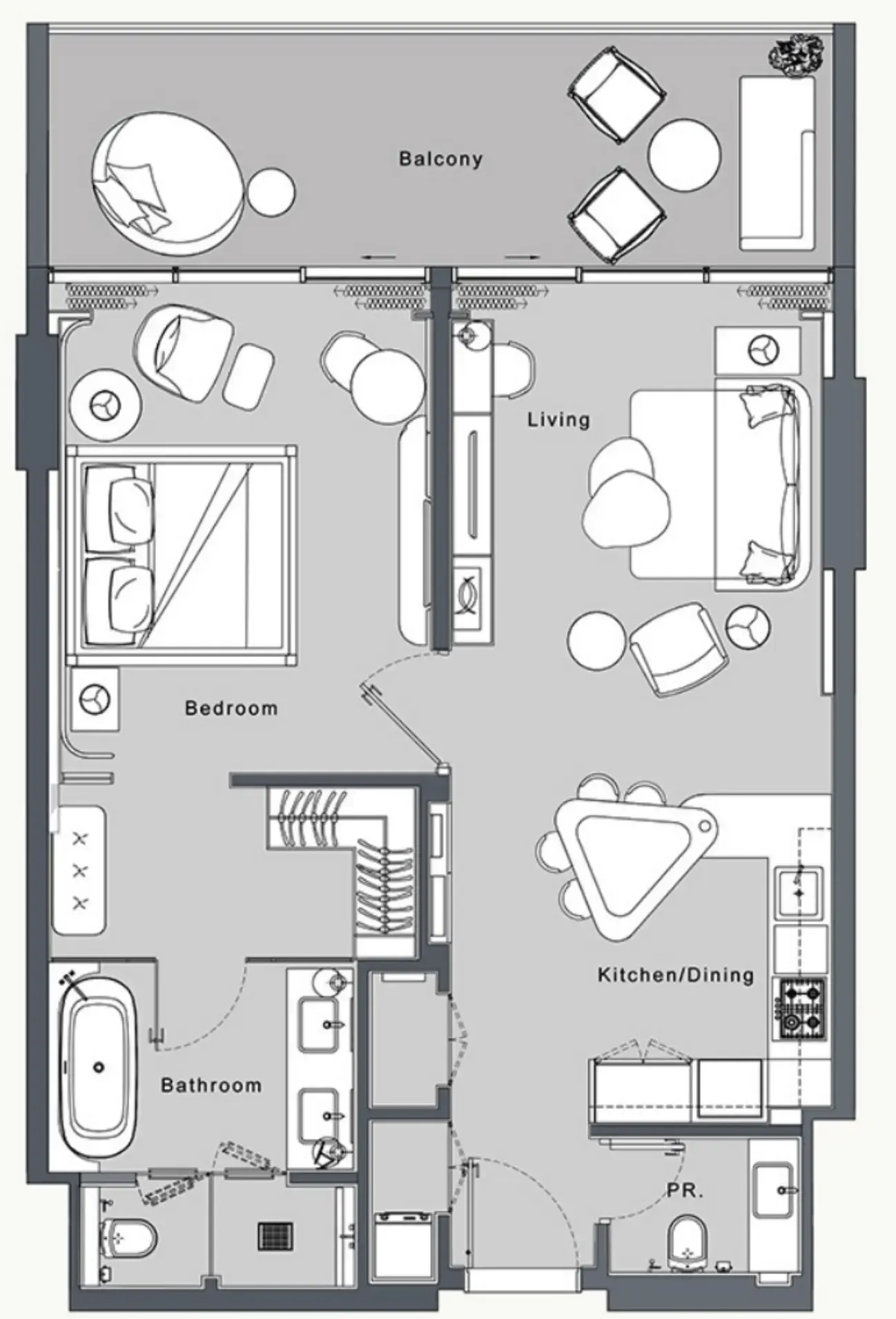 JW Marriott Residences and Resort 1 bed floor plan, 956 sqft