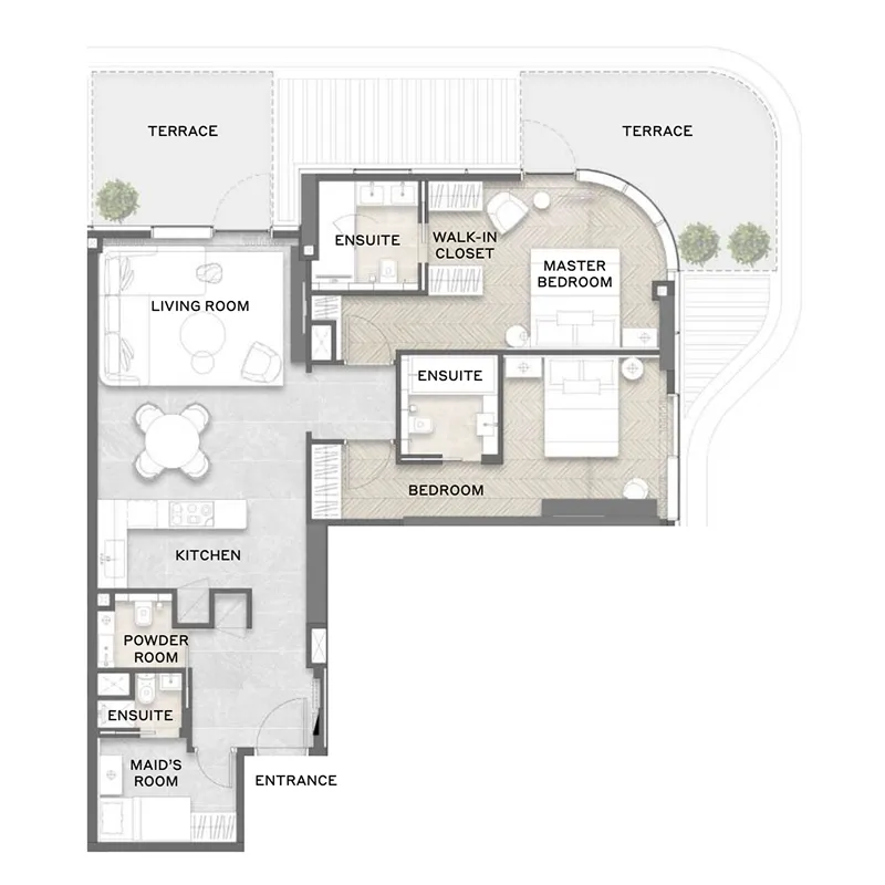 Avida Residences 2 bed floor plan, 1,388 sqft