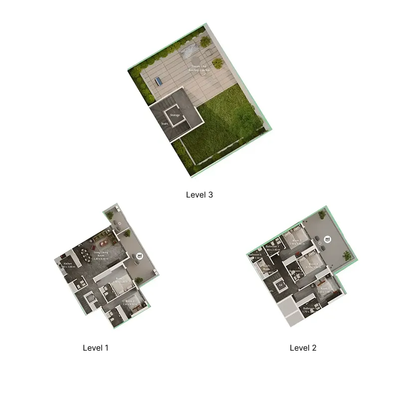 Bab Al Qasr Garden Residences 65 5 bed floor plan, 3,470 – 3,477 sqft