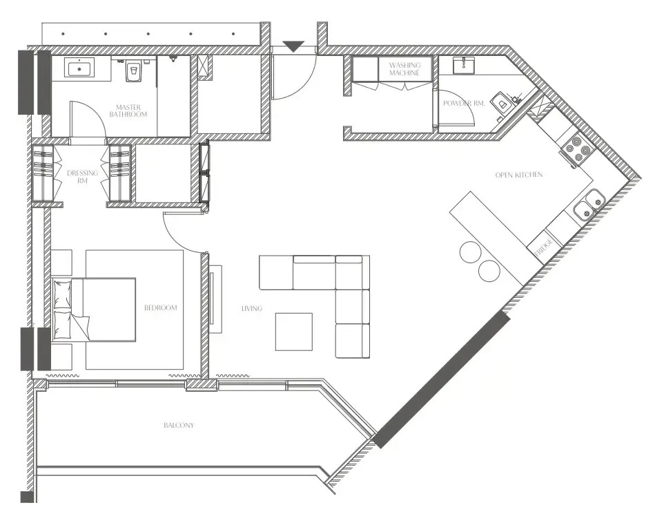 Creekside Residence 1 bed floor plan, 1,177 sqft