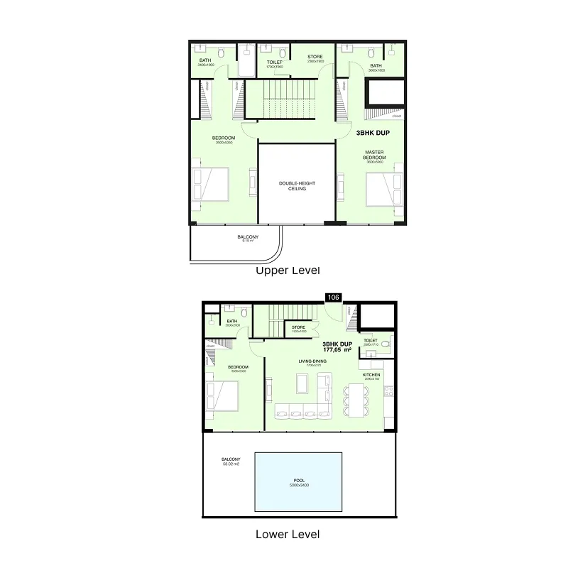 Villa Del Gavi 3 bed floor plan, 2,640 sqft