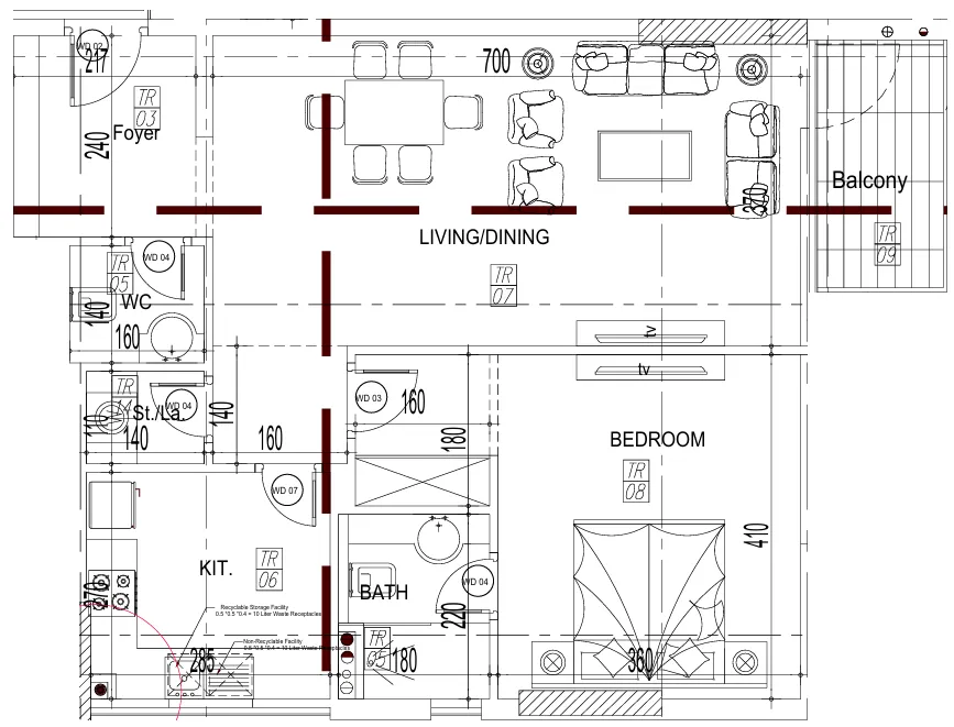 Paradise View II 1 bed floor plan, 790 – 840 sqft