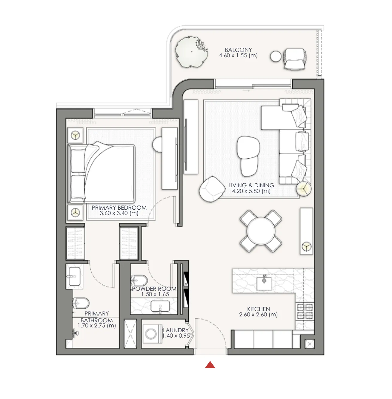 Palm Central Private Residences Phase 2 1 bed floor plan, 827 sqft