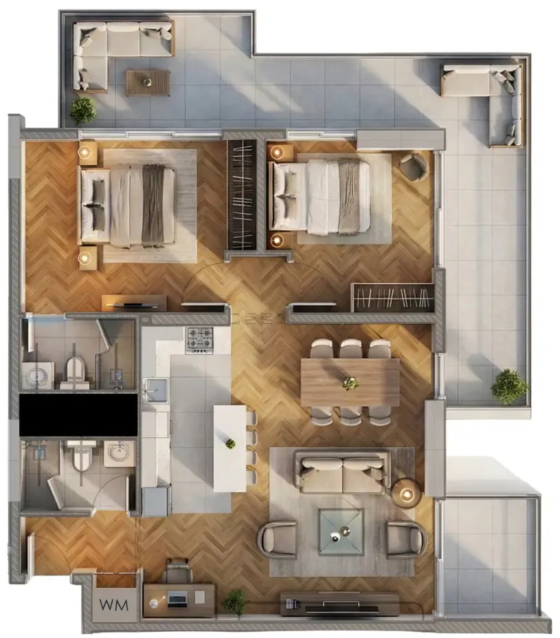 Armas By Zenith 2 bed floor plan, 1,309 sqft