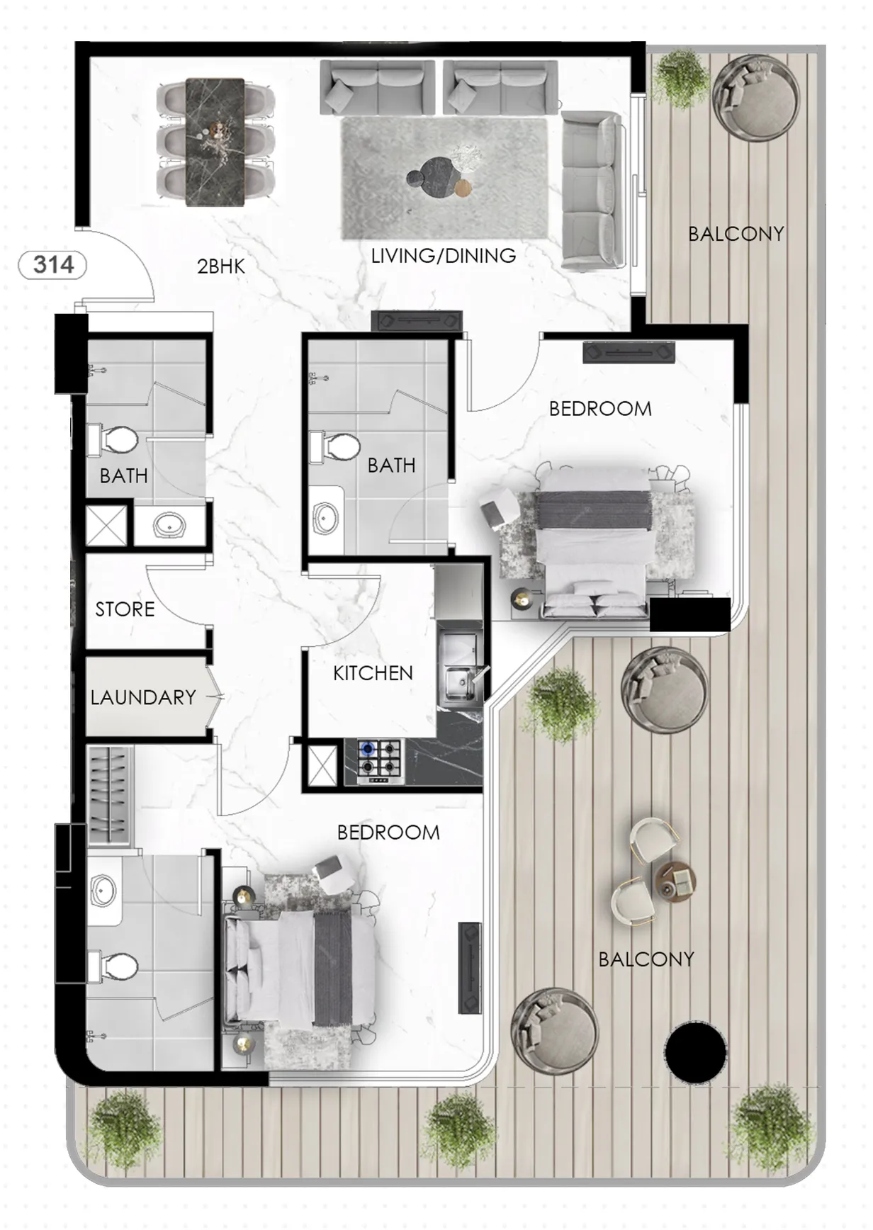 The Eighty Three 2 bed floor plan, 1,480 sqft