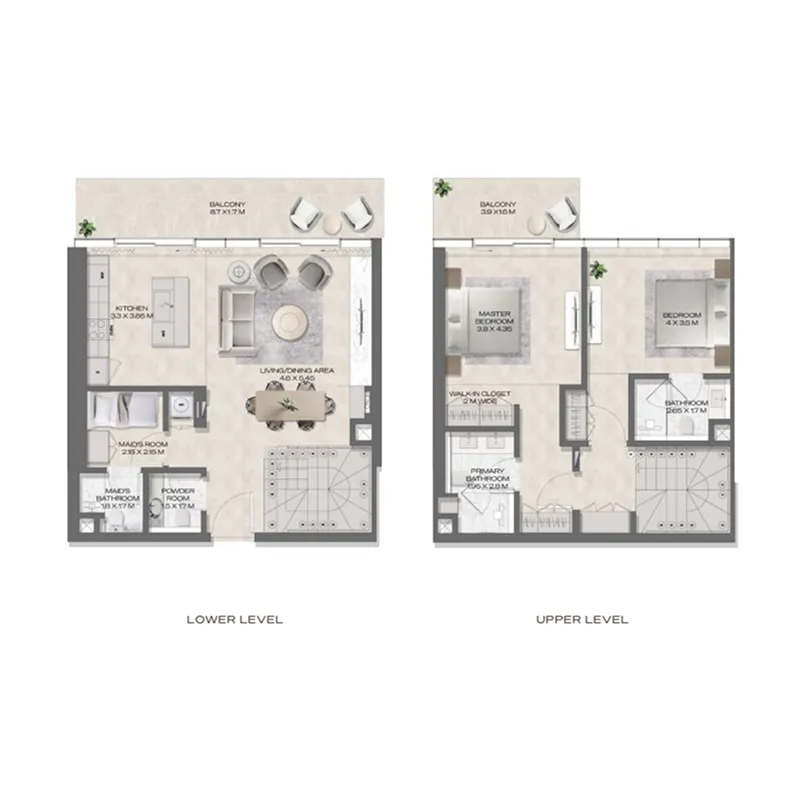 DWTN Residences 2 bed floor plan, 2,375 sqft