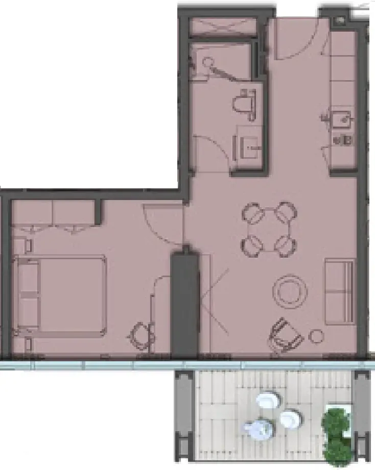 The Symphony by Imtiaz 1 bed floor plan, 655 sqft