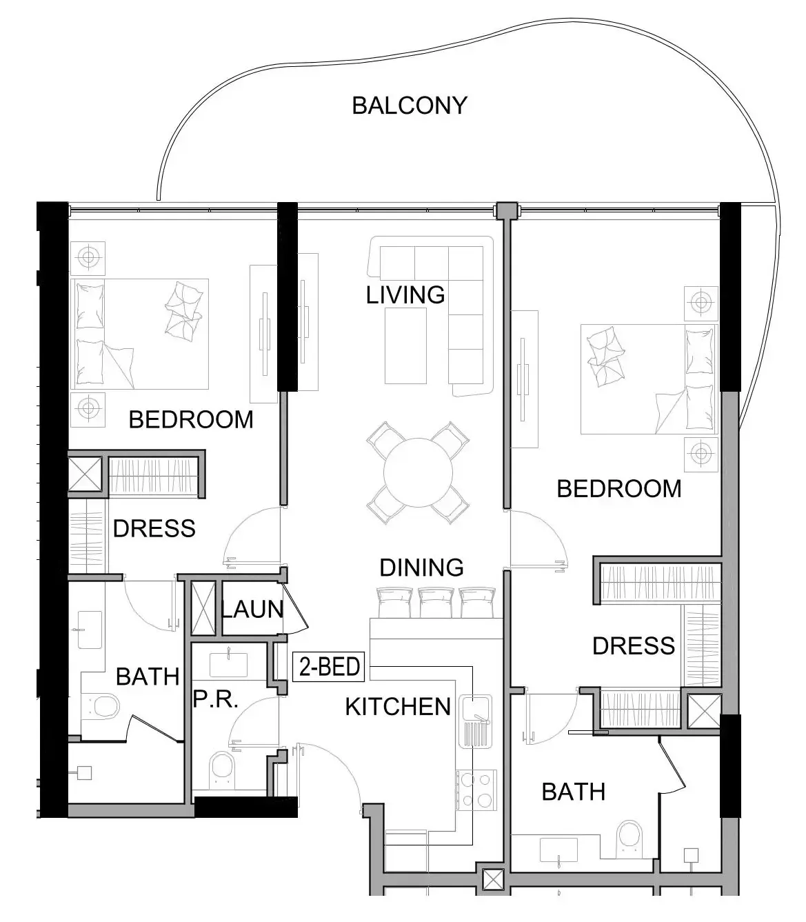 Damac Lagoons Views Phase 3 2 bed floor plan, 1,179 sqft