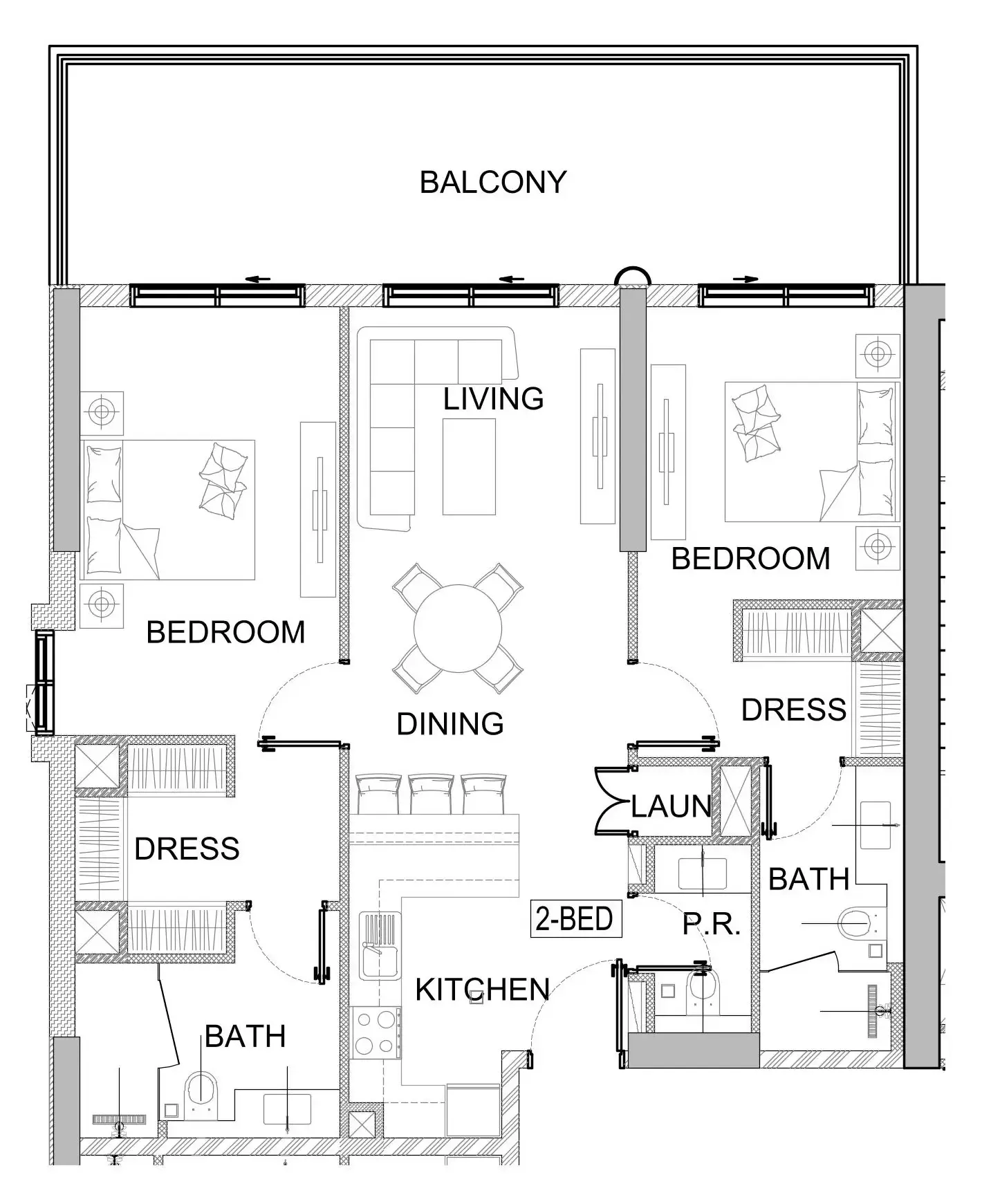 Valencia 2 bed floor plan, 1,242 sqft