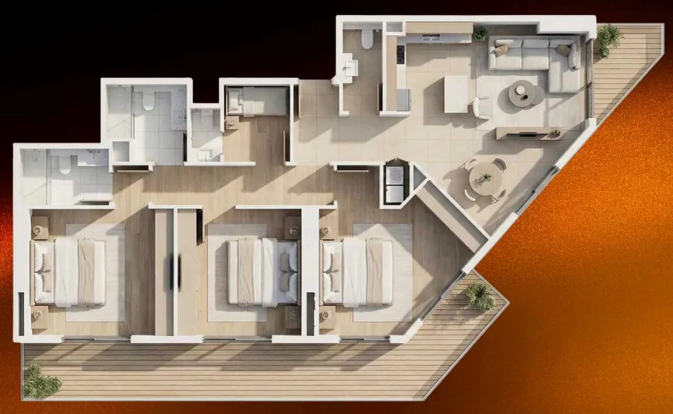 09 Life Residences 3 bed floor plan, 1,570 – 1,743 sqft