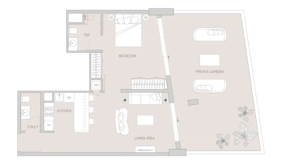 W1NNER Tower 1 bed floor plan, 1,088 sqft