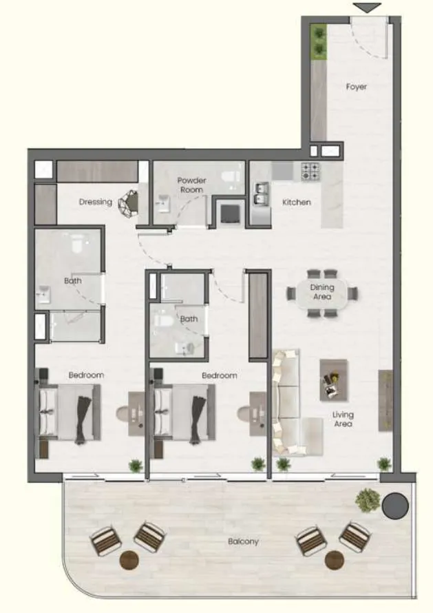 Saddlewood Park 2 bed floor plan, 1,340 sqft
