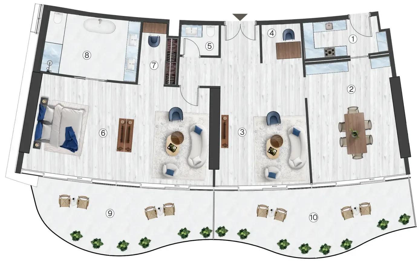 Radisson Blu Hotel & Residences 1 bed floor plan, 2,109 sqft