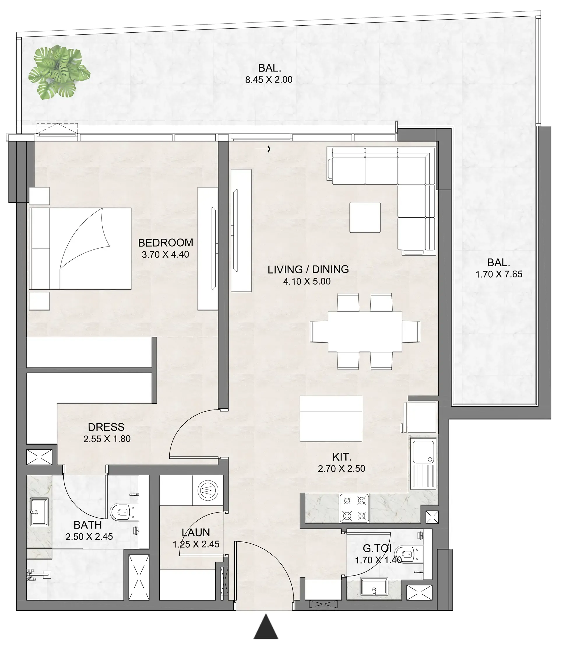 Luzora Residence 1 bed floor plan, 1,158 sqft
