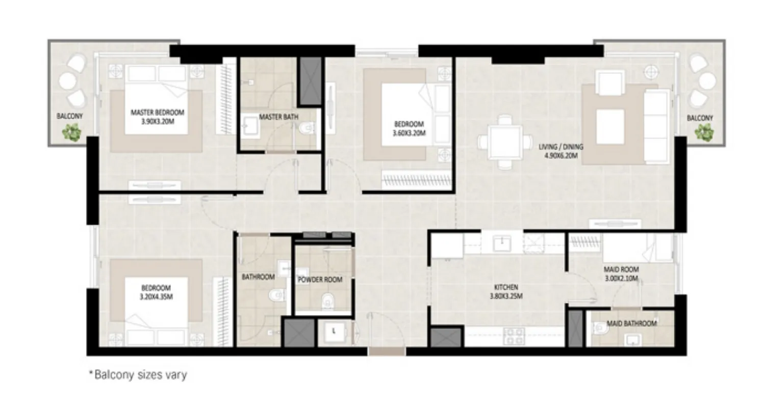 Odessa 3 bed floor plan, 1,582 – 1,583 sqft