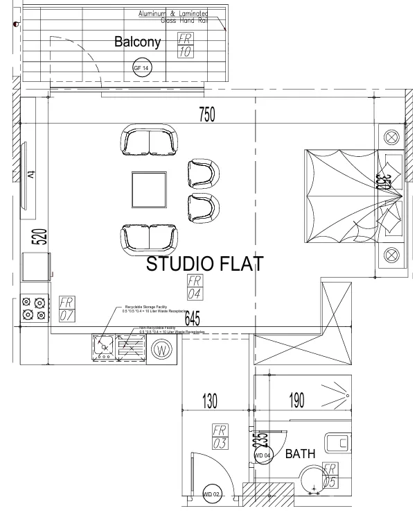 Paradise View II Studio floor plan, 603 sqft