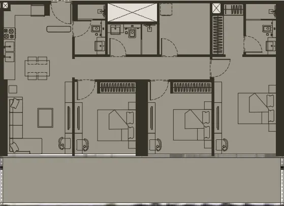 Binghatti Haven 3 bed floor plan, 1,601 sqft