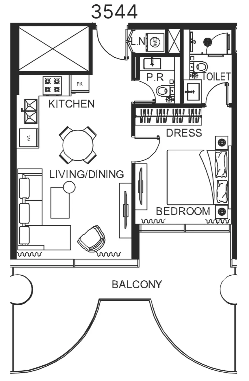 The WOW Tower 1 bed floor plan, 761 sqft