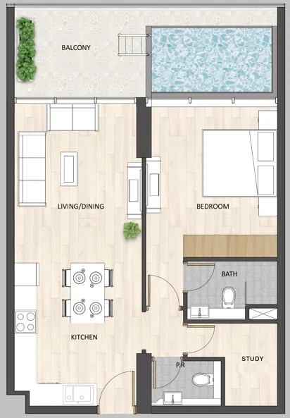Barari Palace 1 bed floor plan, 820 sqft
