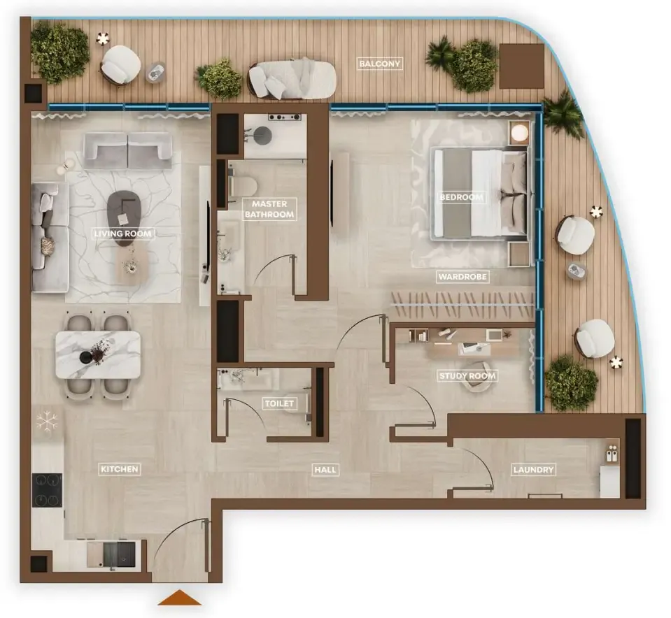 Sky Hills Astra 1 bed floor plan, 1,080 sqft
