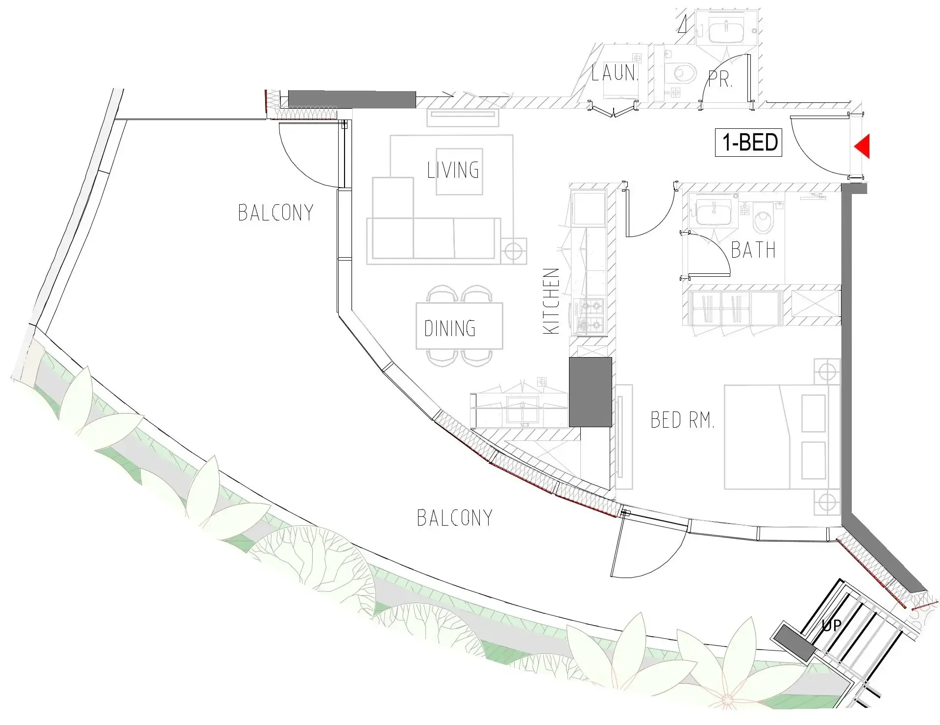 Altitude de Grisogono 1 bed floor plan, 1,189 sqft