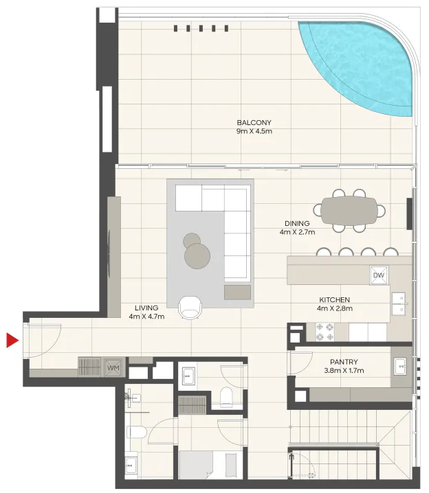 LIV Maritime 3 bed floor plan, 2,580 sqft