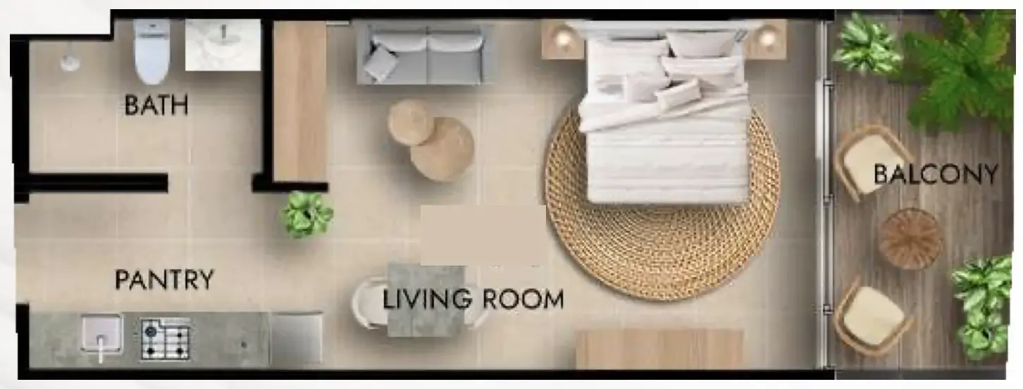 Parkside Boulevard Studio floor plan, 454 sqft