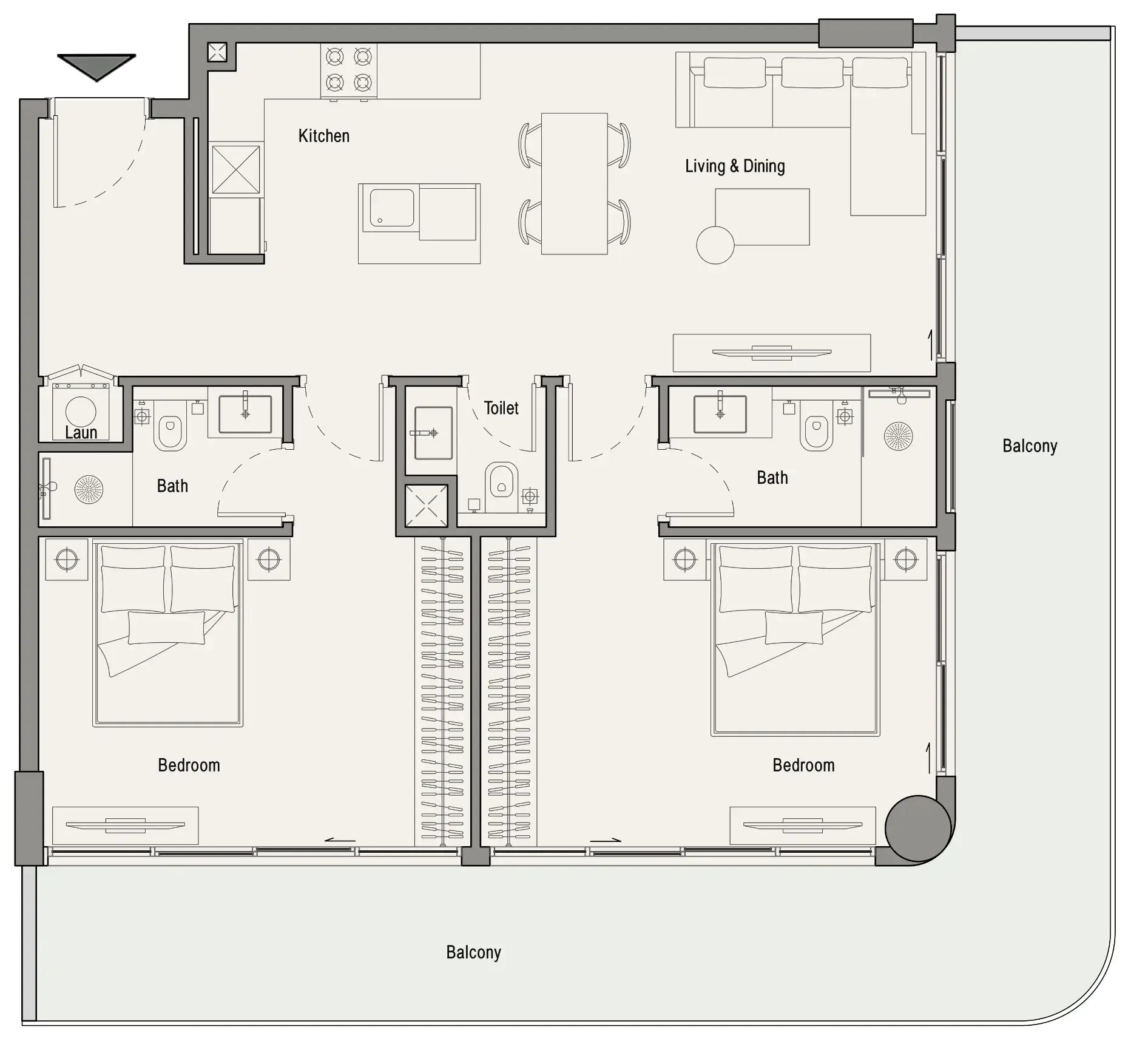 113 Residences by Iman 2 bed floor plan, 1,283 sqft