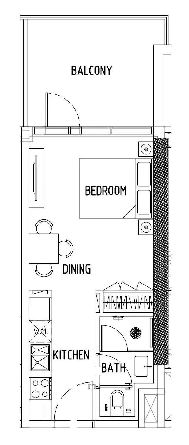 Damac District Studio floor plan, 424 sqft