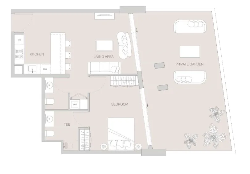 W1NNER Tower 1 bed floor plan, 1,066 sqft
