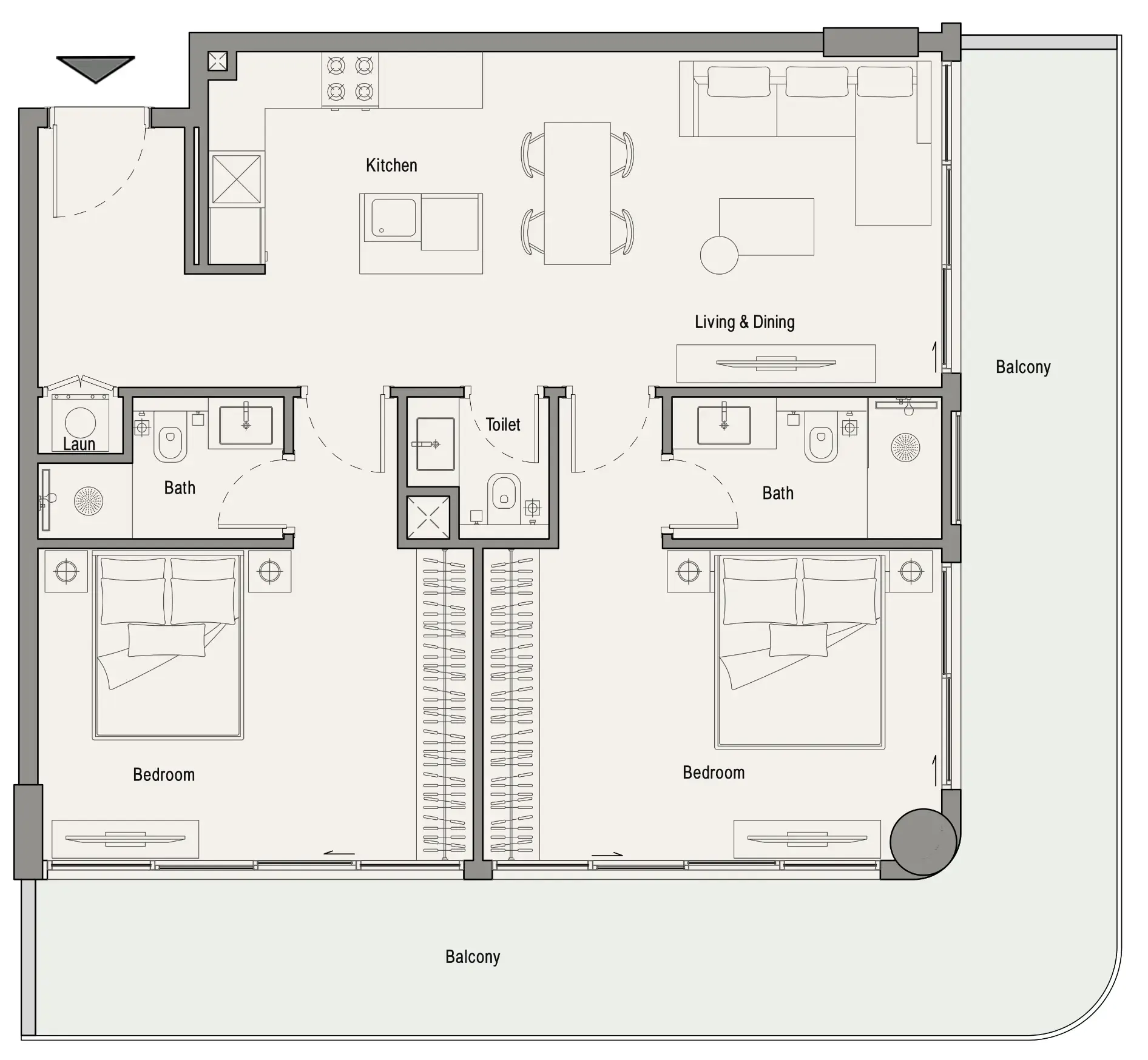 113 Residences by Iman 2 bed floor plan, 1,283 sqft