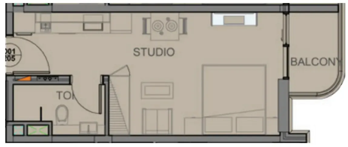 Casa Aura Residence Studio floor plan, 344 sqft