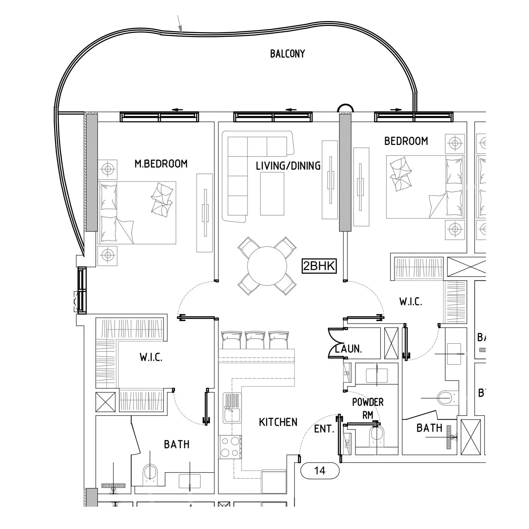Damac Lagoons Views Phase 3 2 bed floor plan, 1,156 sqft
