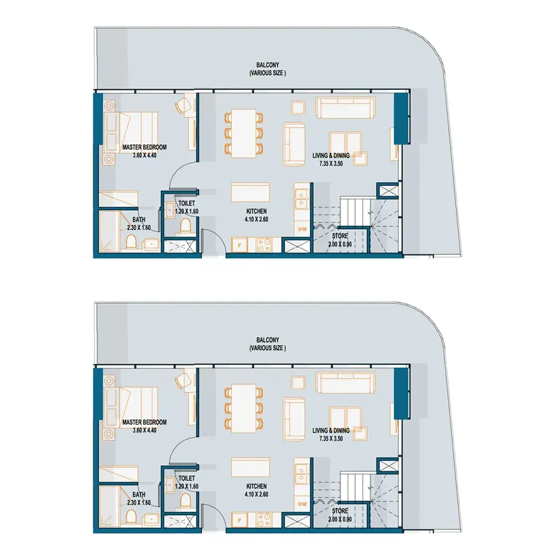 Reportage Tower 4 bed floor plan, 1,966 sqft