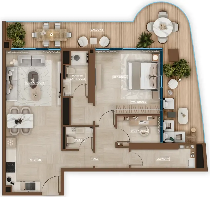 Sky Hills Astra 1 bed floor plan, 1,084 – 1,206 sqft