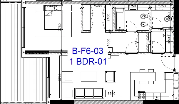 Gateway Porto Al Zorah 1 bed floor plan, 1,187 sqft