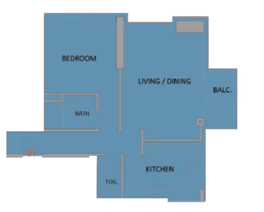 Renad Tower 1 bed floor plan, 728 sqft