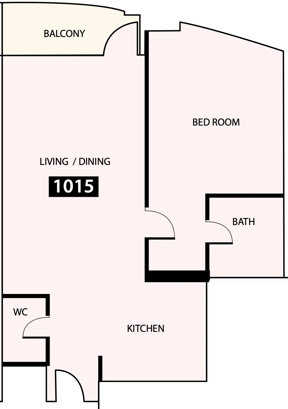 Paradise View 1 1 bed floor plan, 808 sqft