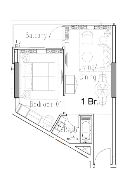 Damac Hills 2 - Hotel Edge by Rotana 1 bed floor plan, 506 sqft
