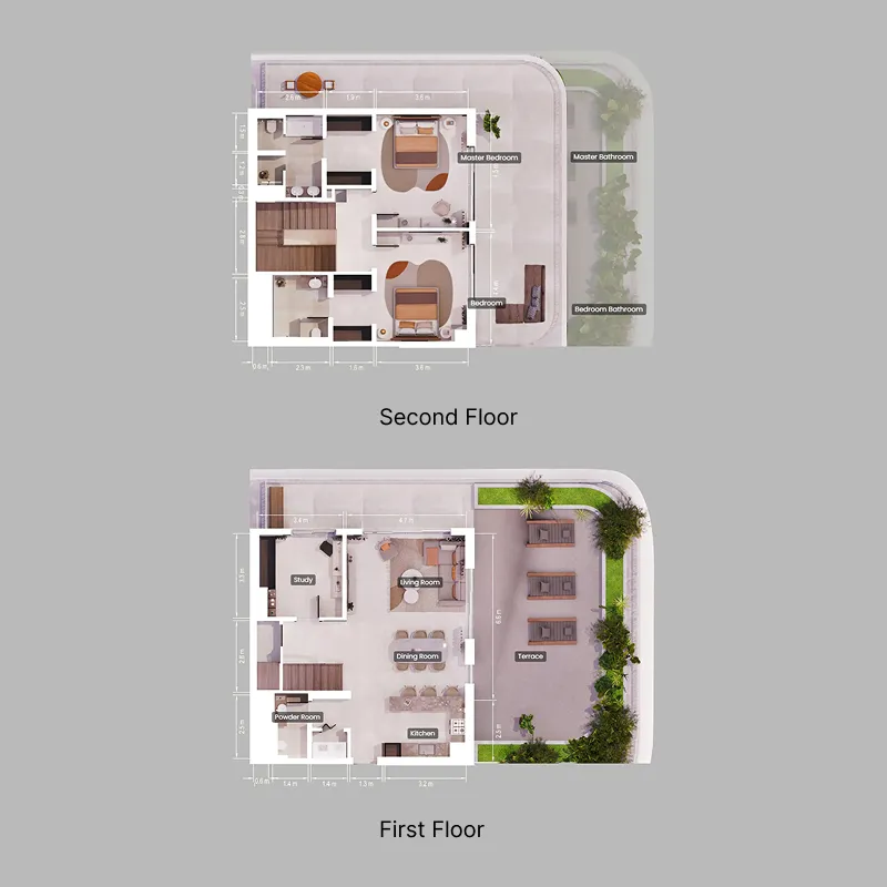 Verdes by Haven 2 bed floor plan, 2,922 sqft
