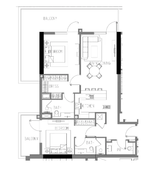 Damac Riverside Views 2 bed floor plan, 1,442 sqft