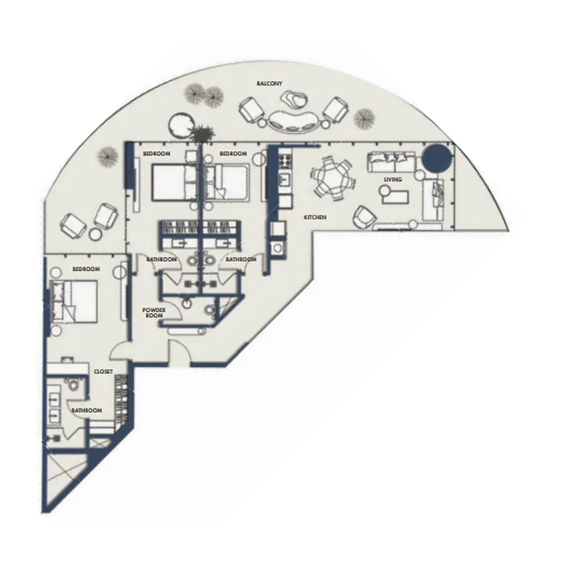 Amra Residences 3 bed floor plan, 1,906 sqft