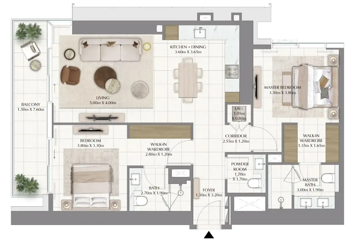 Valia 2 bed floor plan, 1,253 sqft