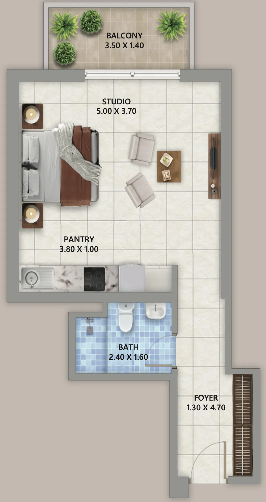 Linden Residences Studio floor plan, 473 sqft