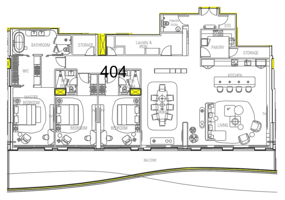 Sofitel Residences 3 bed floor plan, 3,570 sqft