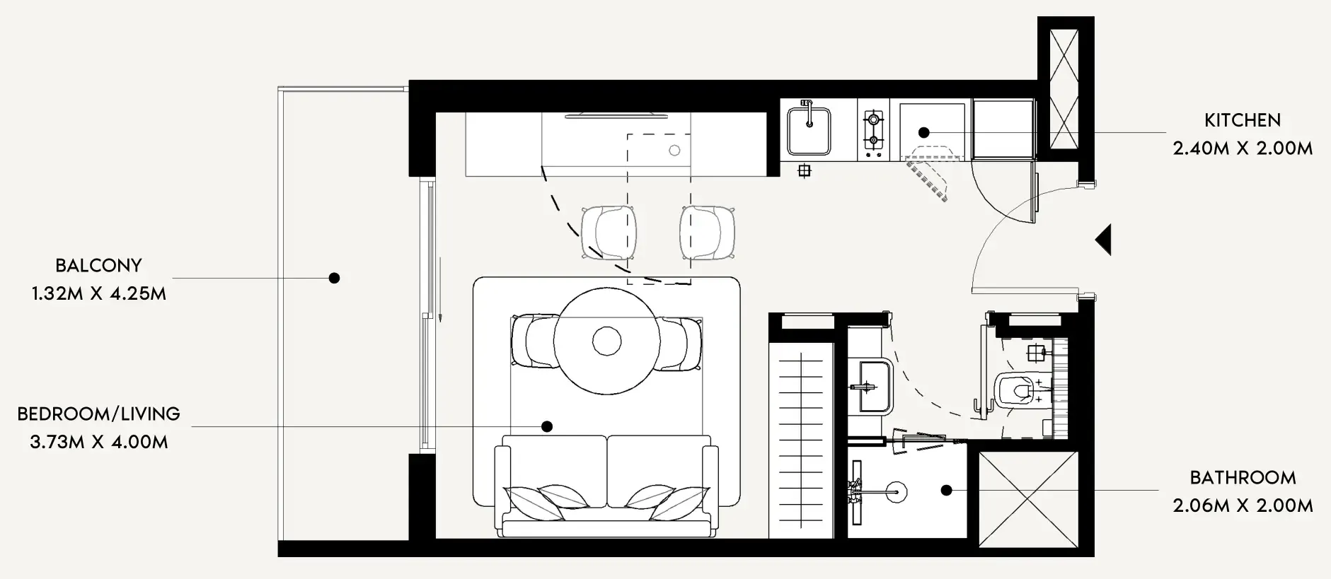 Azizi Leily Studio floor plan, 340 sqft