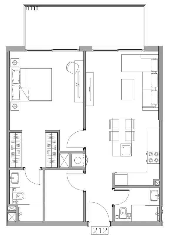 Trevino 1 bed floor plan, 787 sqft